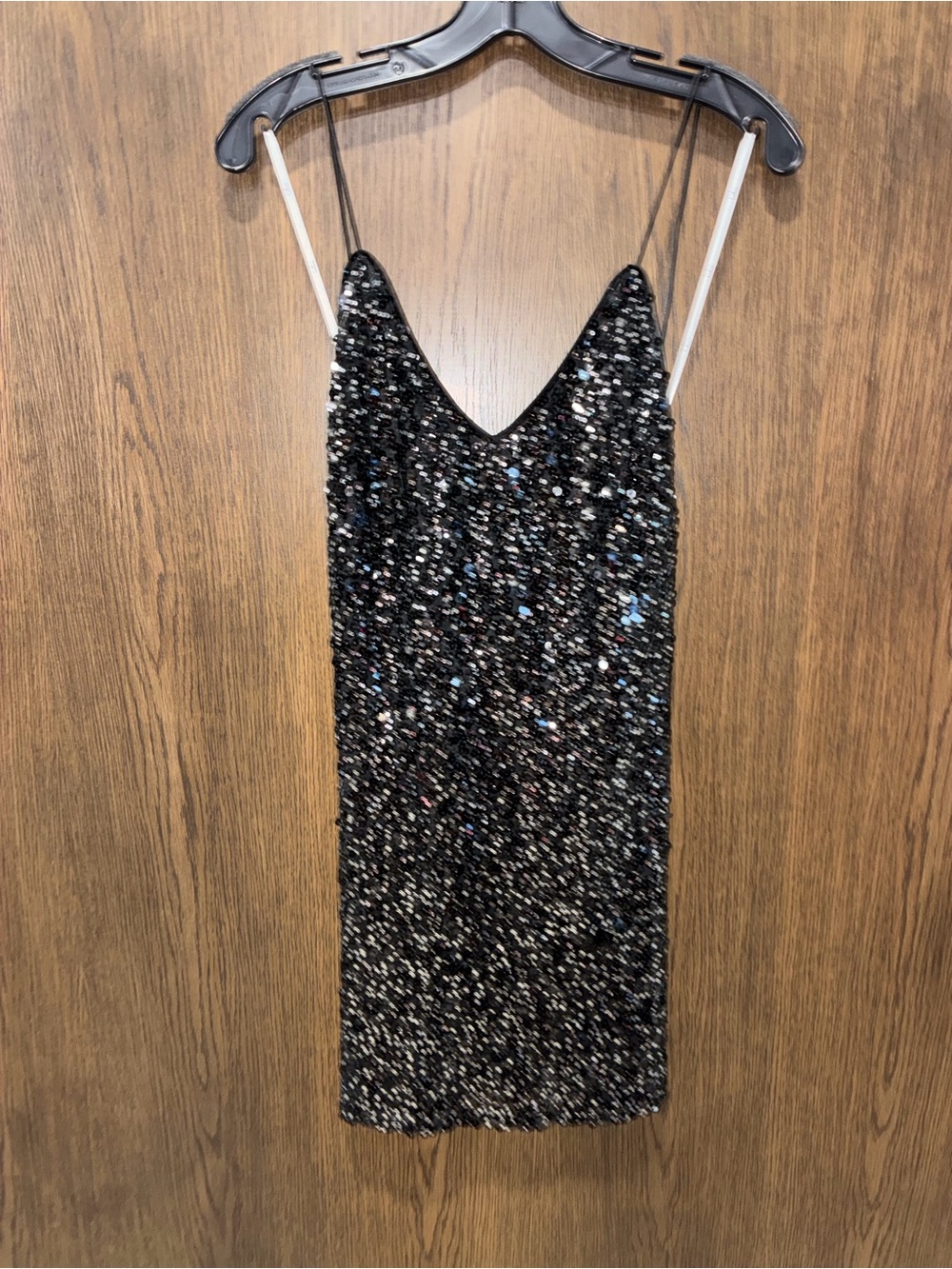 Lulu's Women’s Black Sequin Rhinestone Mini Slip Dress Size Medium